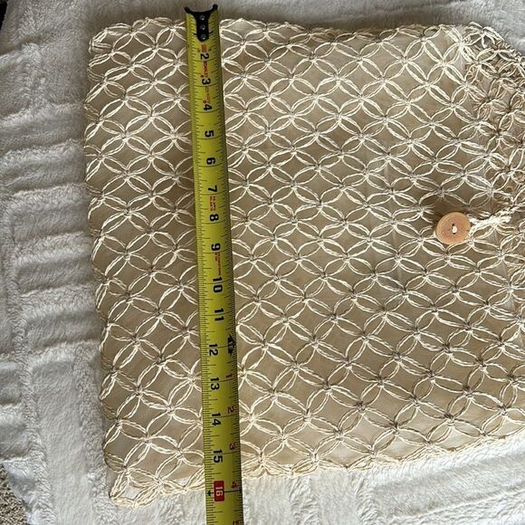 Cream Crochet Coastal Beach Woven Tote Bag Farmers‎ Market Bag - Picture 7 of 10